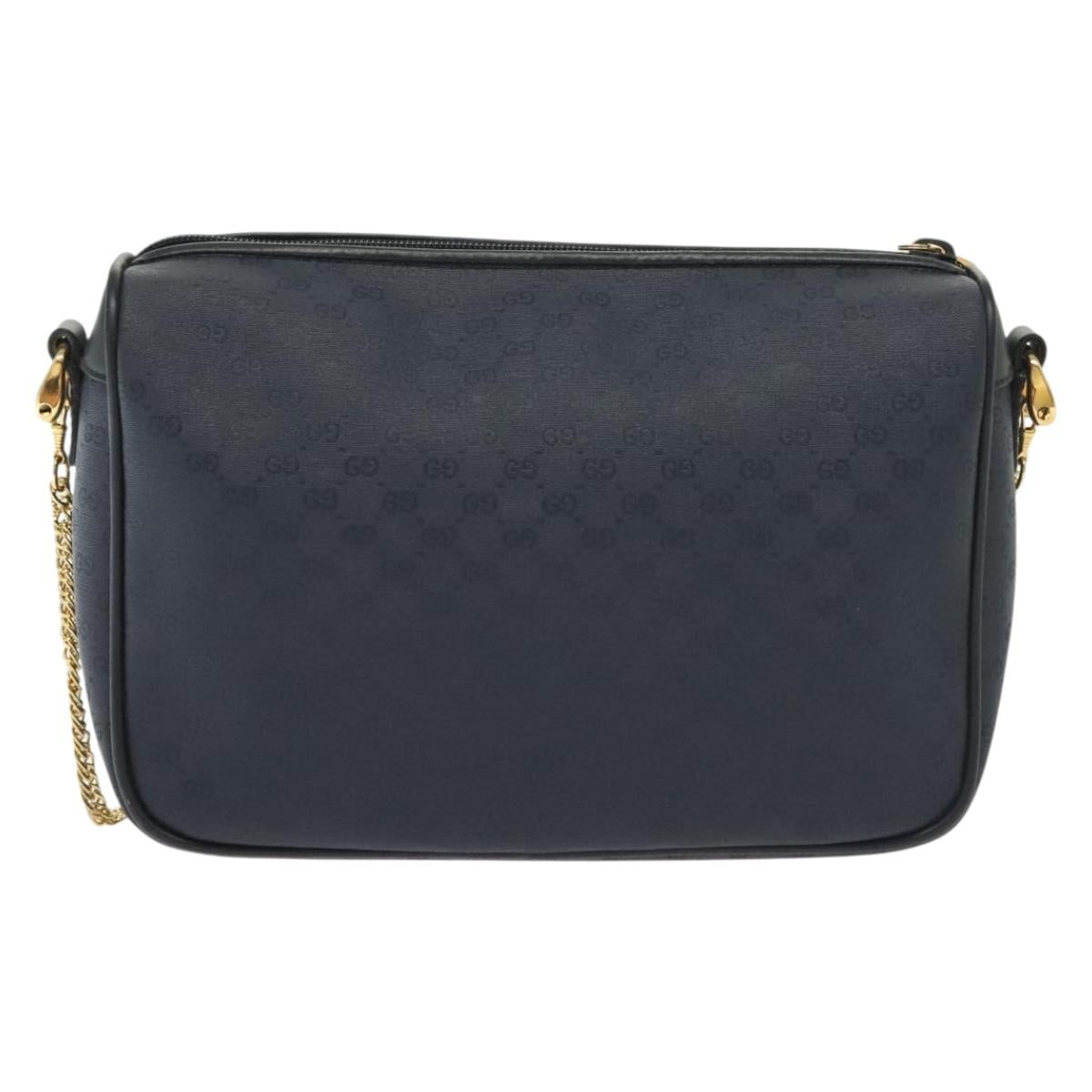 GUCCI Micro GG Supreme Chain Shoulder Bag PVC Navy Gold 001 14 0412 Auth ep10578