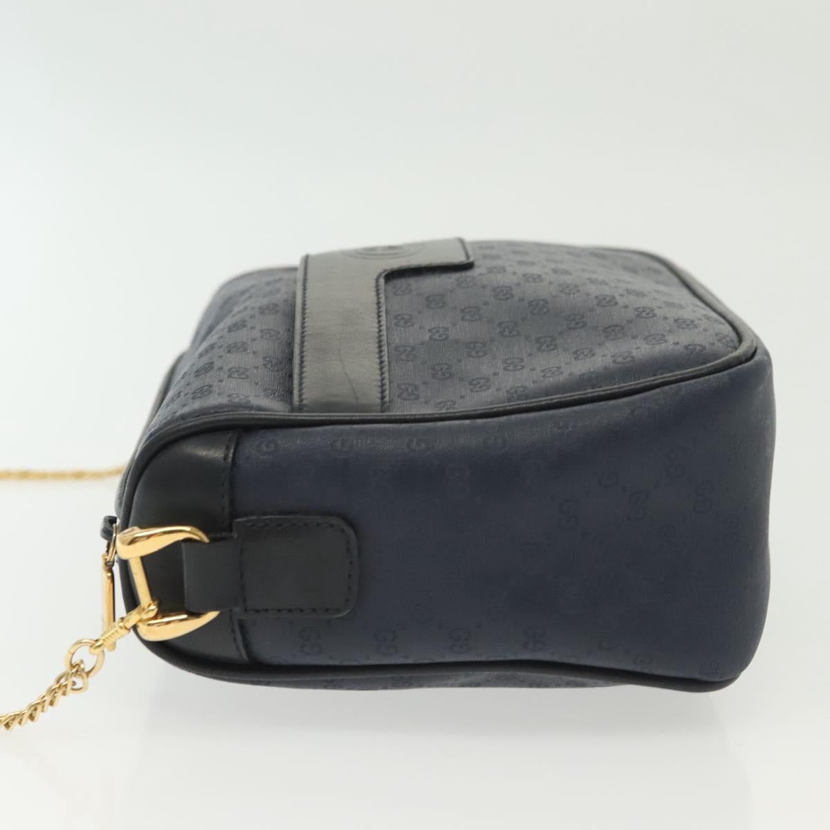 GUCCI Micro GG Supreme Chain Shoulder Bag PVC Navy Gold 001 14 0412 Auth ep10578