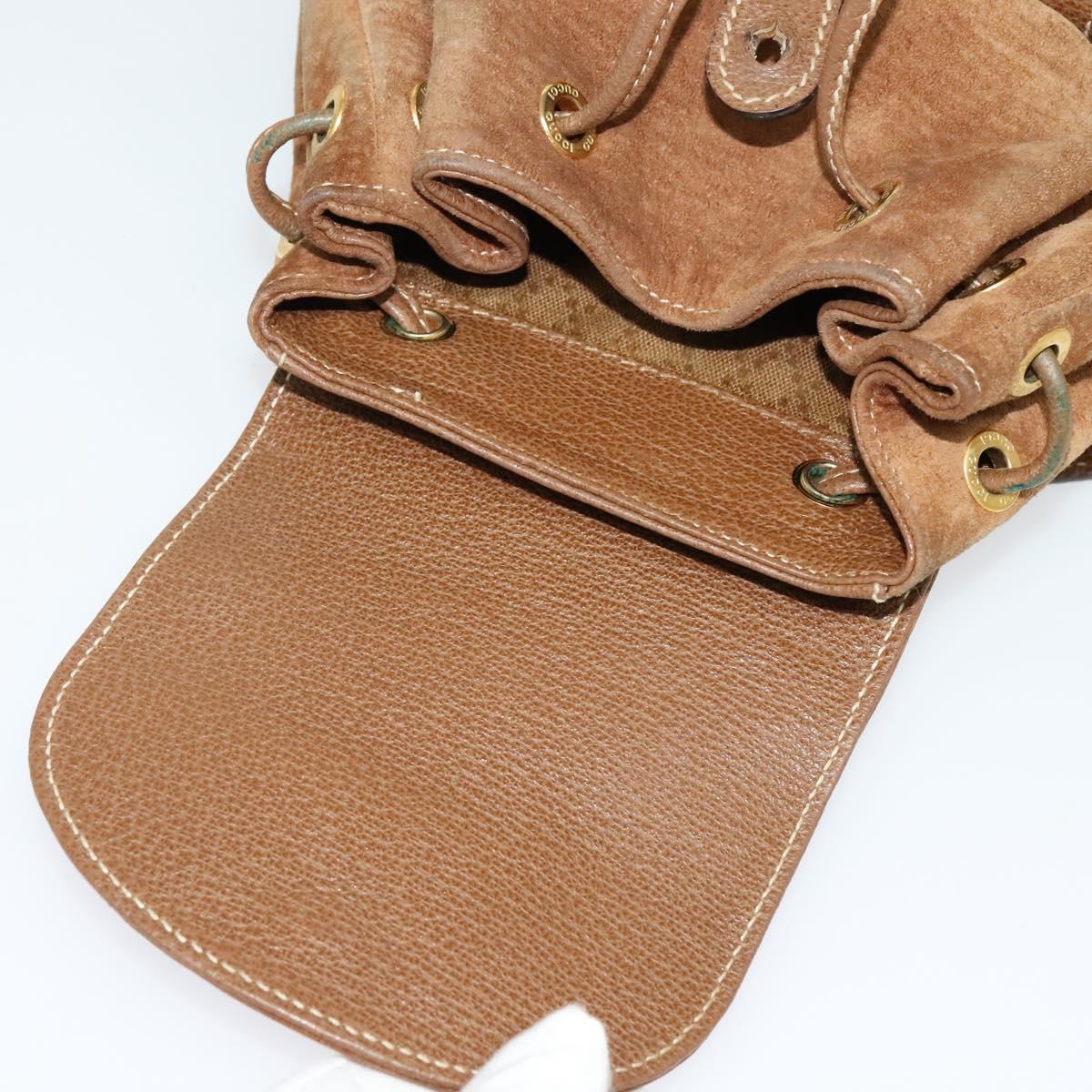 GUCCI Bamboo Backpack Suede Brown Gold 003 58 0030 Auth ep10582