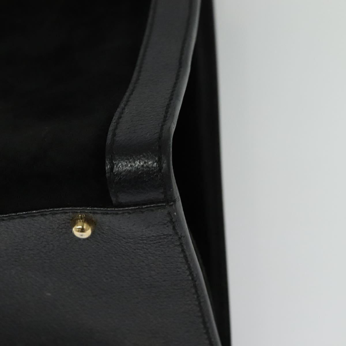 GUCCI Bamboo Hand Bag Suede Leather Black Gold 002 1186 0260 Auth ep10587