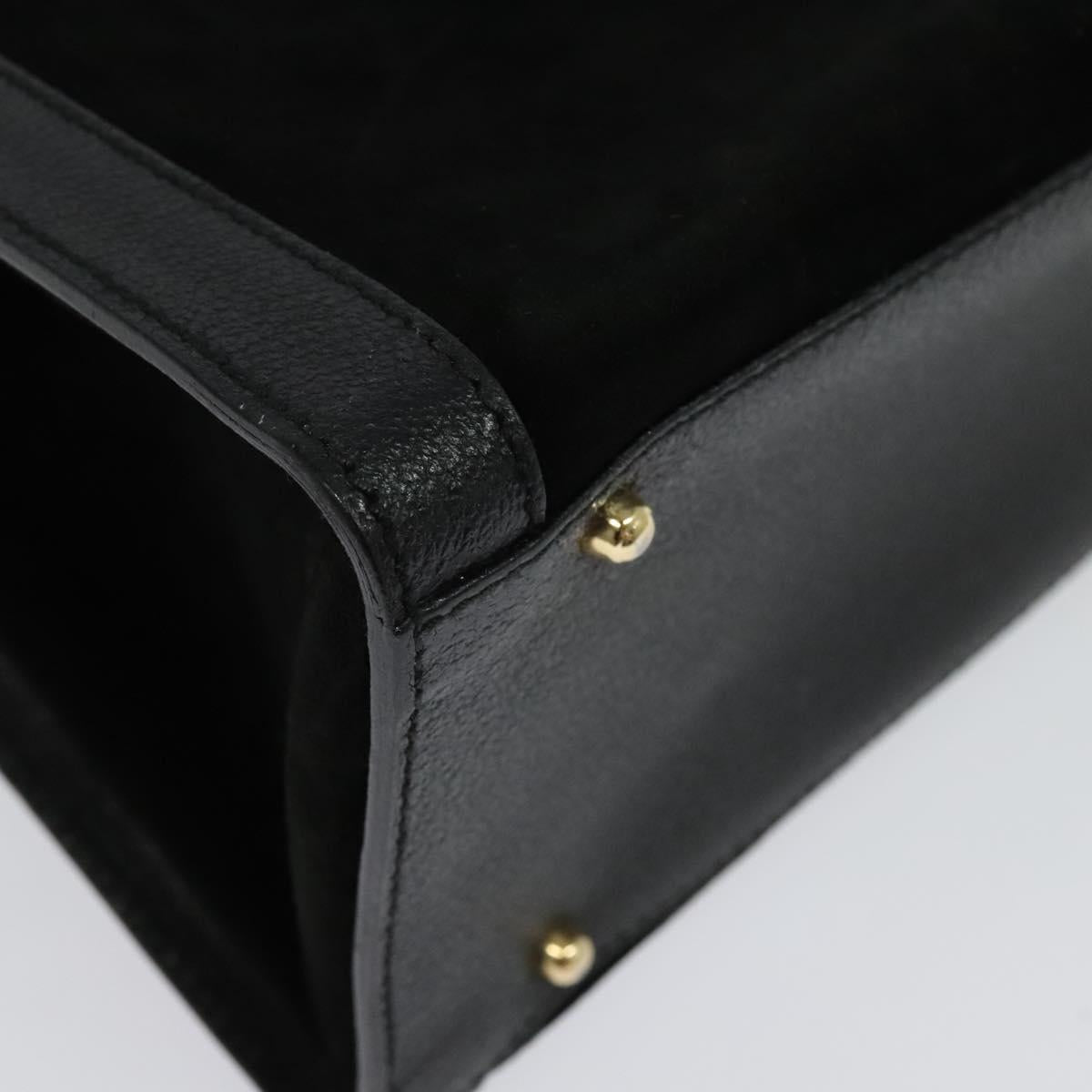 GUCCI Bamboo Hand Bag Suede Leather Black Gold 002 1186 0260 Auth ep10587