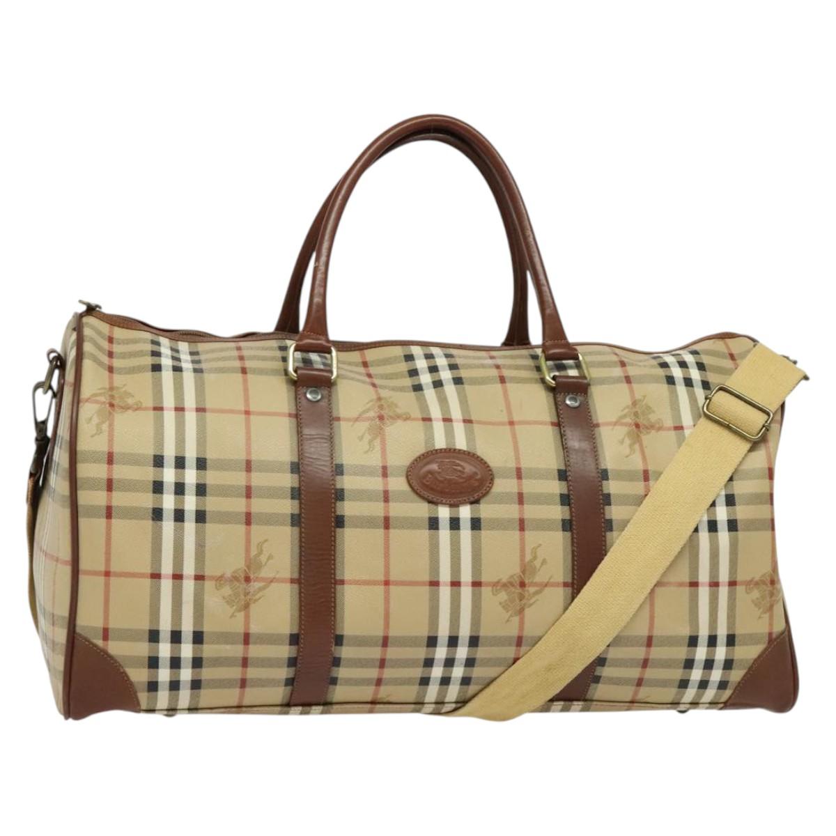 Burberrys Nova Check Boston Bag PVC 2way Beige Auth ep10591