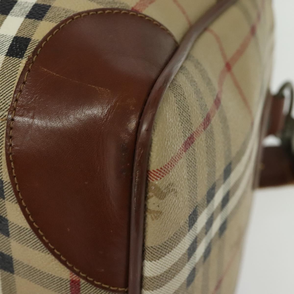 Burberrys Nova Check Boston Bag PVC 2way Beige Auth ep10591