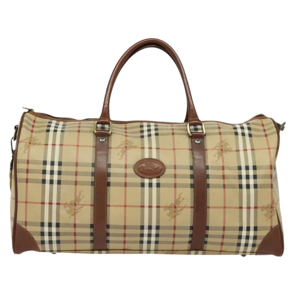 Burberrys Nova Check Boston Bag PVC 2way Beige Auth ep10591