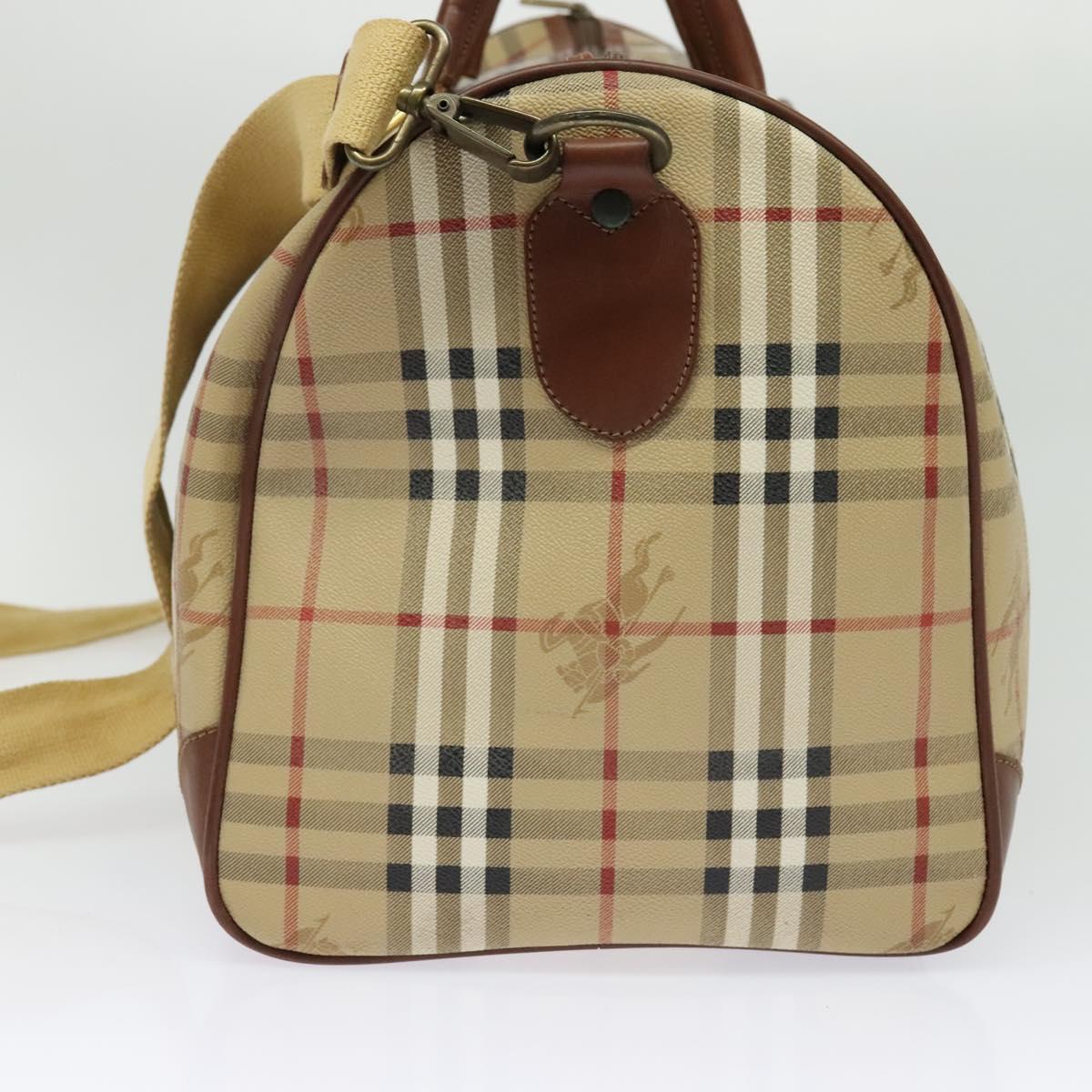 Burberrys Nova Check Boston Bag PVC 2way Beige Auth ep10591