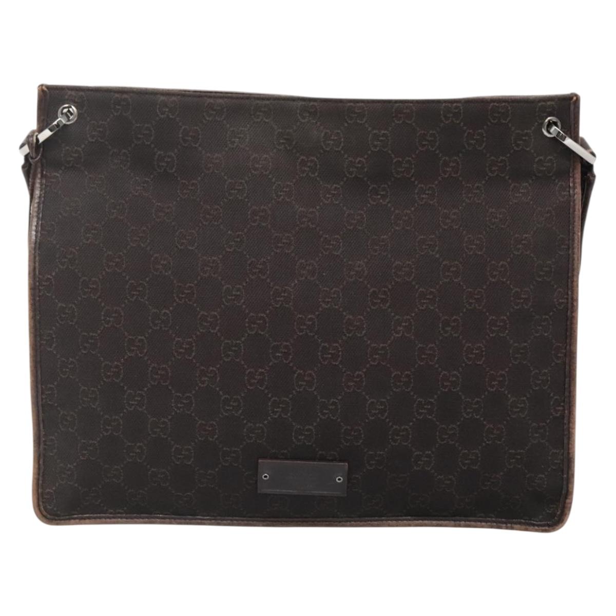 GUCCI GG Canvas Shoulder Bag Dark Brown 90656 Auth ep10594
