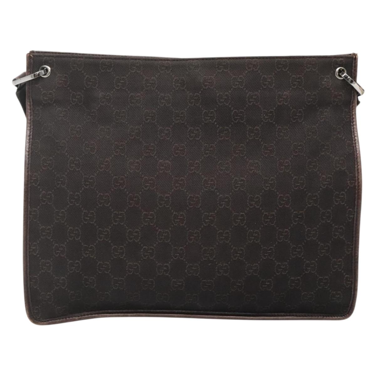 GUCCI GG Canvas Shoulder Bag Dark Brown 90656 Auth ep10594