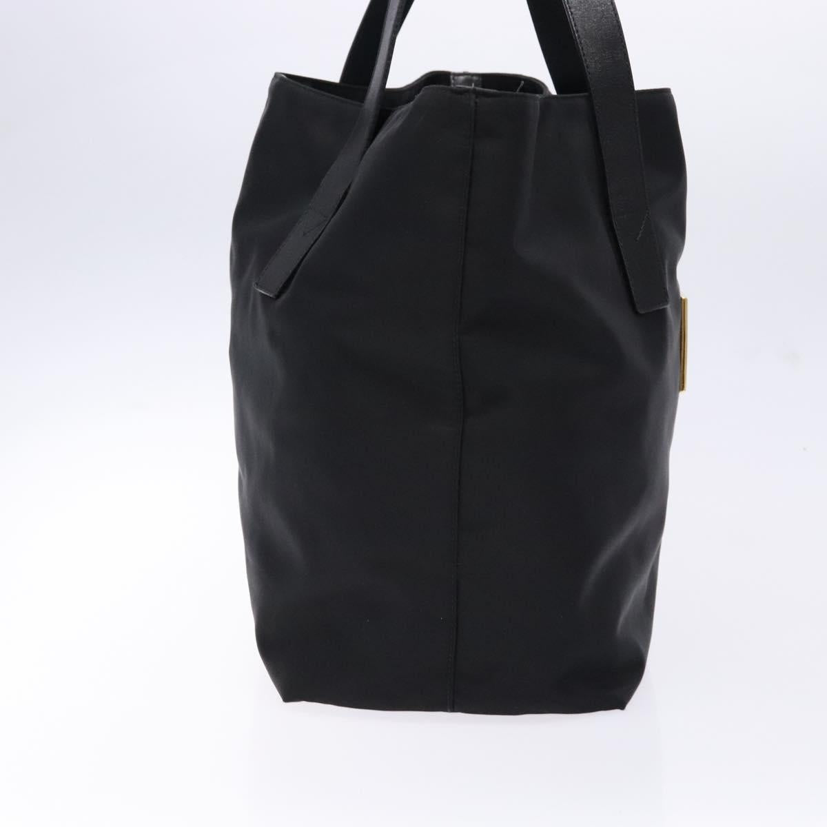 FENDI Tote Bag Nylon Black Gold Auth ep10599