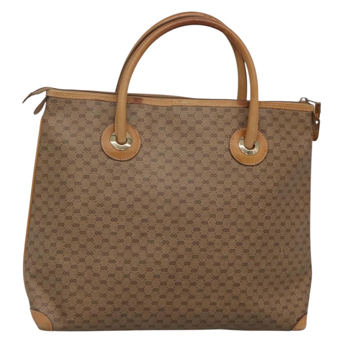 GUCCI Micro GG Supreme Tote Bag PVC Beige Gold 02 4947 39 Auth ep10601