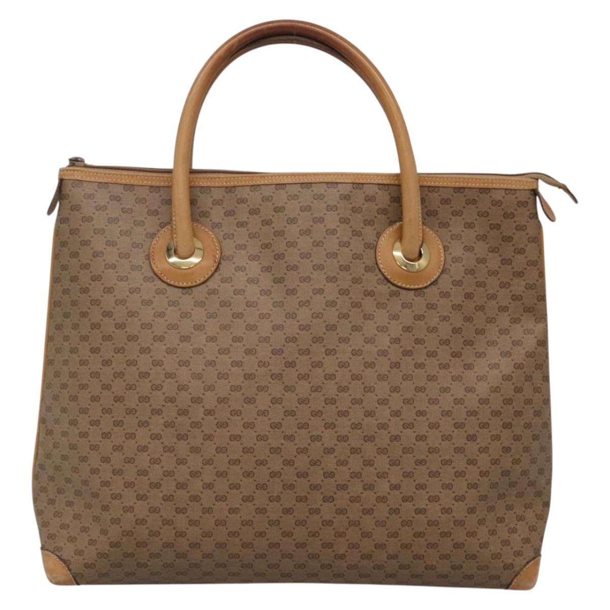 GUCCI Micro GG Supreme Tote Bag PVC Beige Gold 02 4947 39 Auth ep10601
