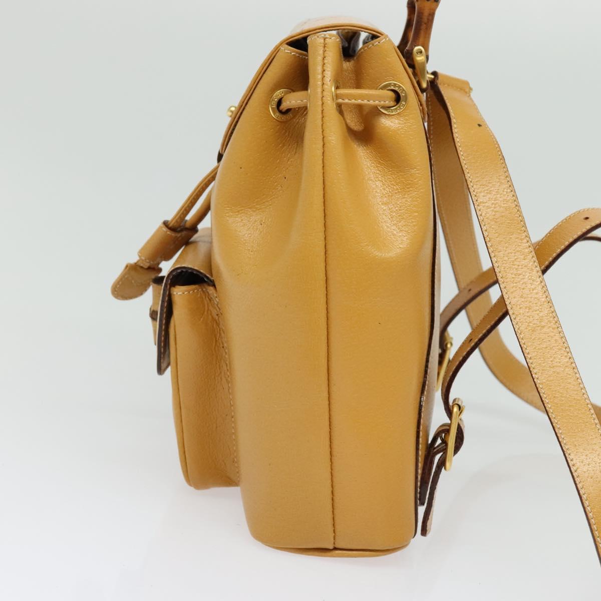 GUCCI Bamboo Backpack Leather Beige Gold 003 2034 0030 Auth ep10604