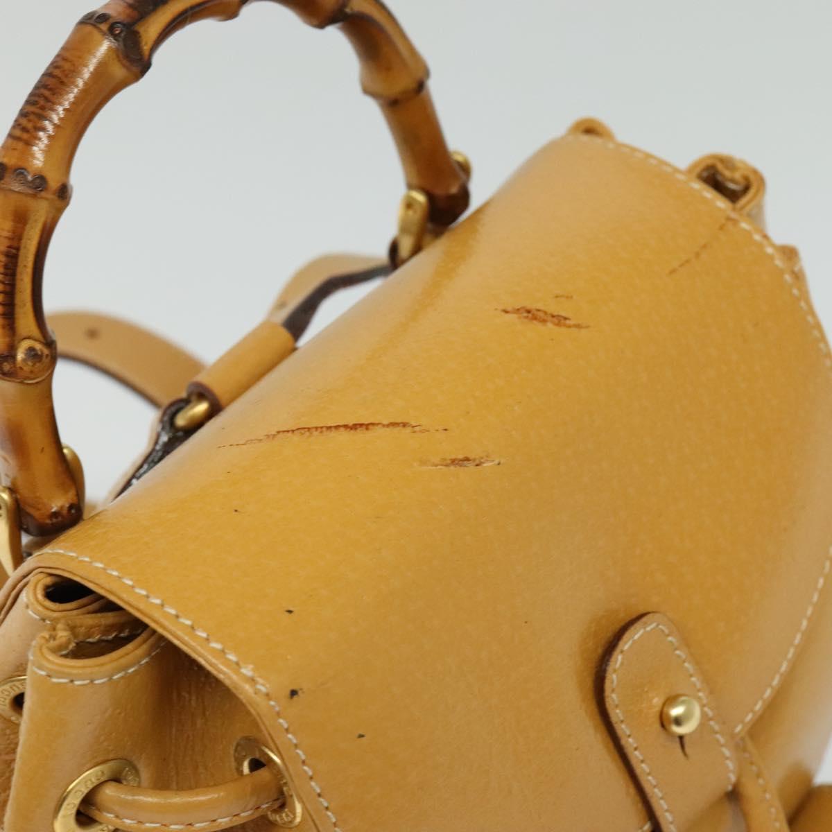 GUCCI Bamboo Backpack Leather Beige Gold 003 2034 0030 Auth ep10604