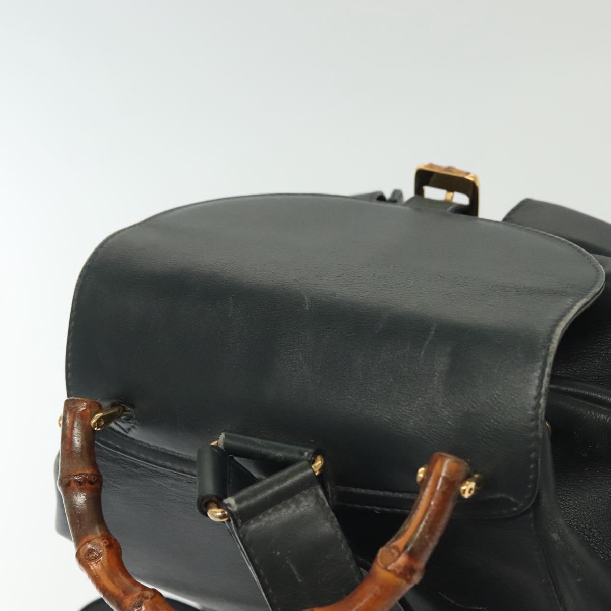 GUCCI Bamboo Backpack Leather Black Gold 003 2058 0016 Auth ep10615