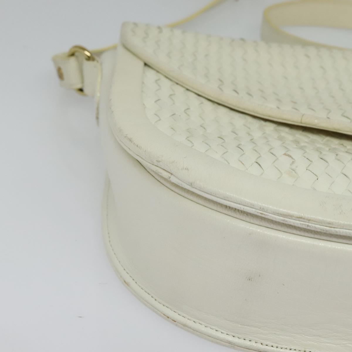 SAINT LAURENT Shoulder Bag Leather White Gold Auth ep10622