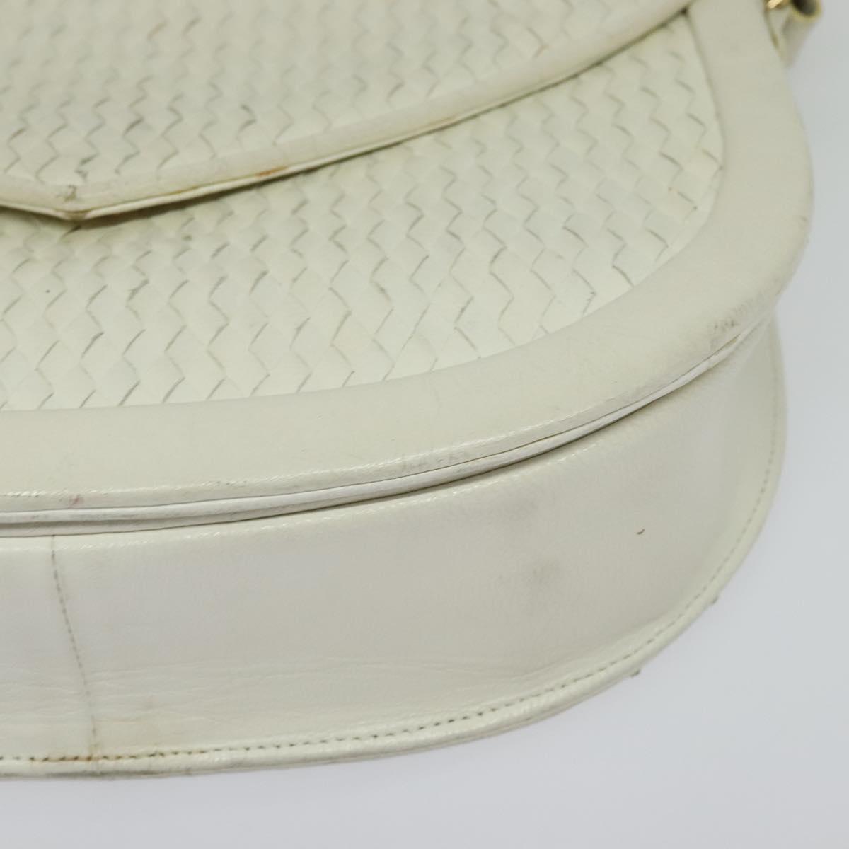 SAINT LAURENT Shoulder Bag Leather White Gold Auth ep10622