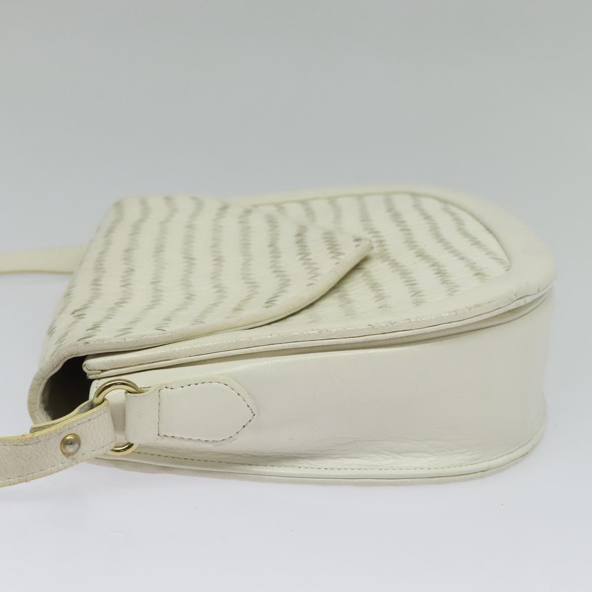 SAINT LAURENT Shoulder Bag Leather White Gold Auth ep10622