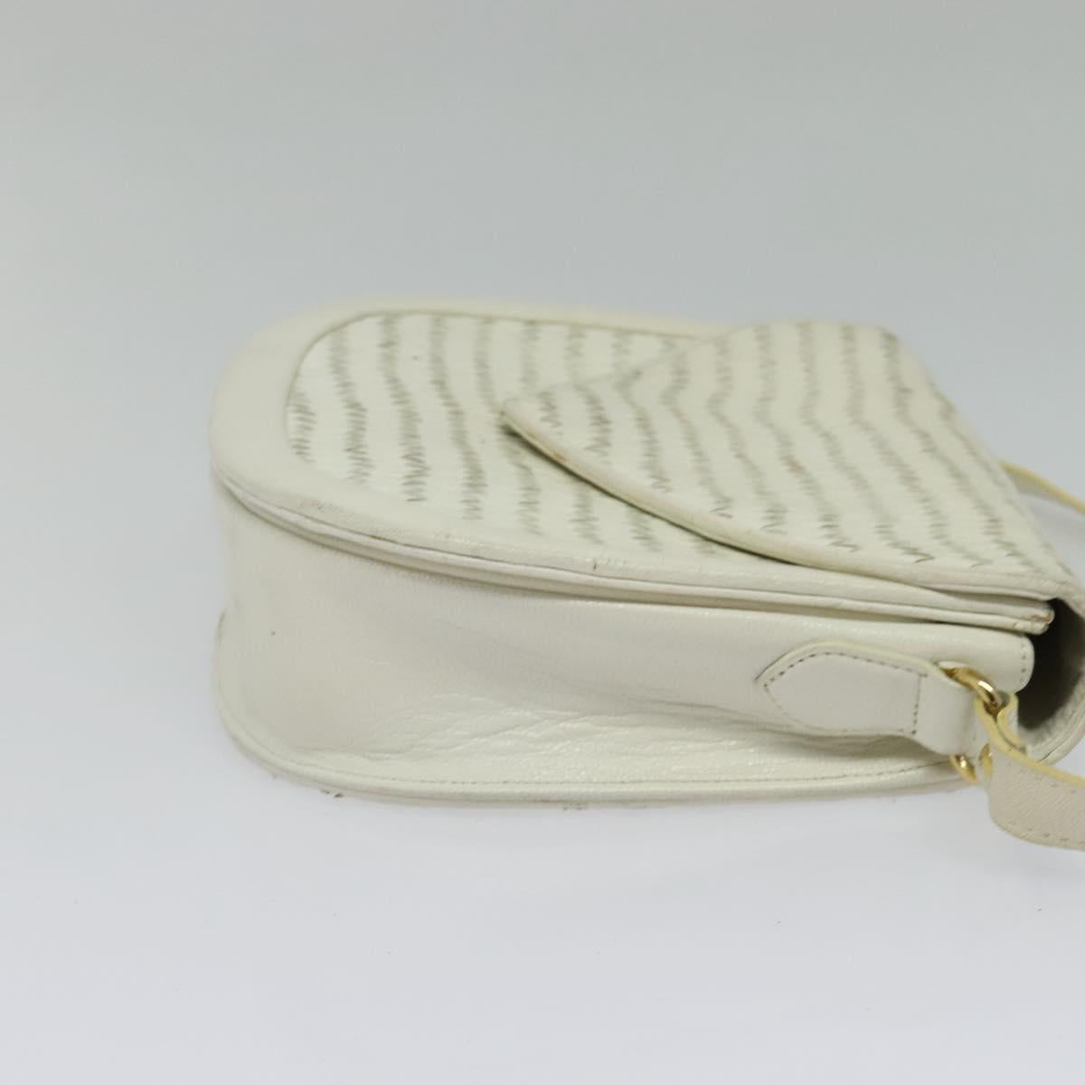 SAINT LAURENT Shoulder Bag Leather White Gold Auth ep10622