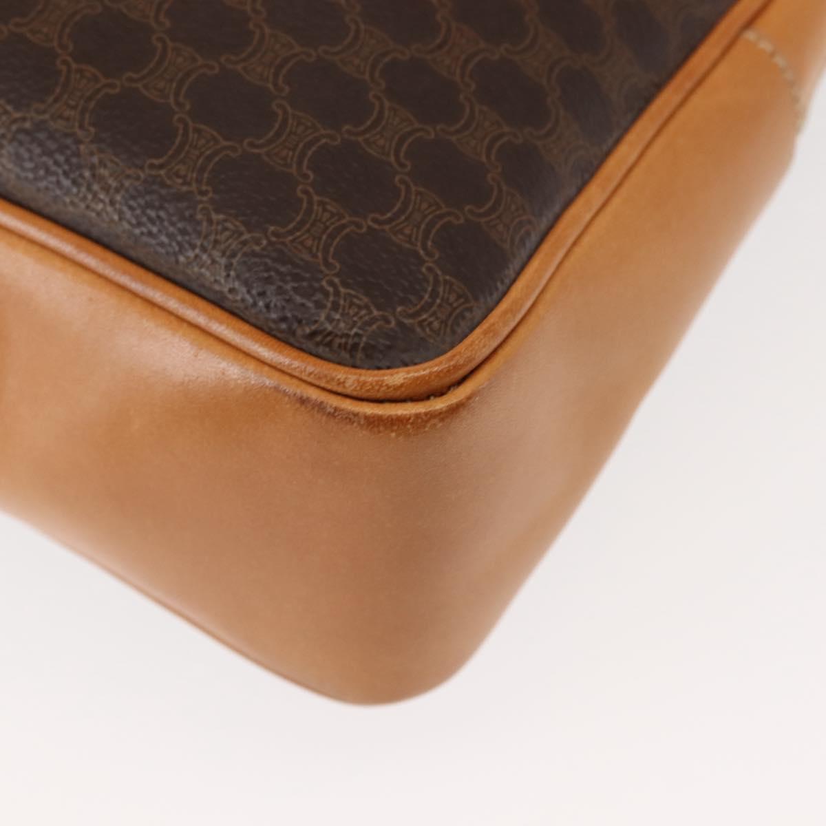 CELINE Macadam Canvas Business Bag PVC Brown Gold Auth ep10631