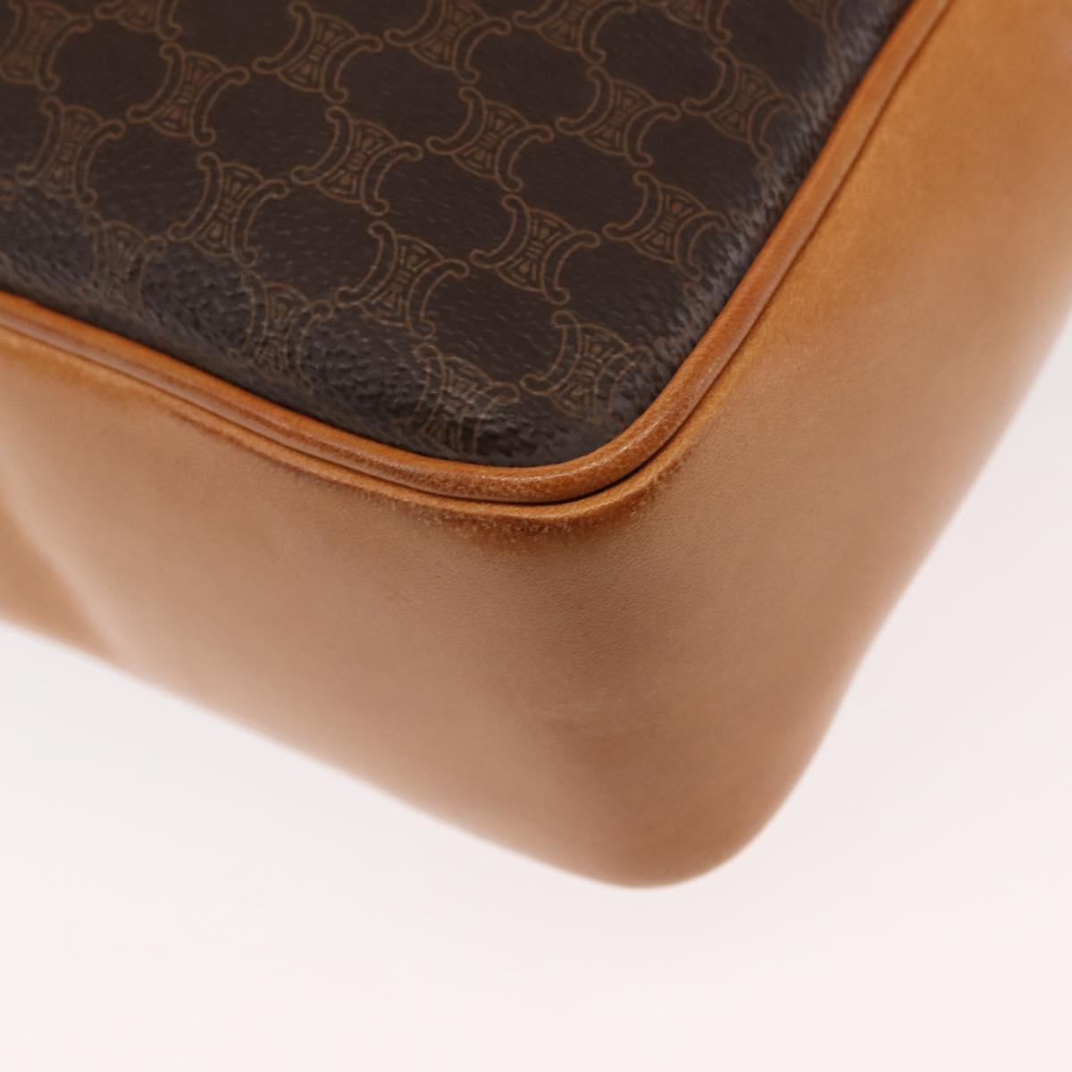 CELINE Macadam Canvas Business Bag PVC Brown Gold Auth ep10631