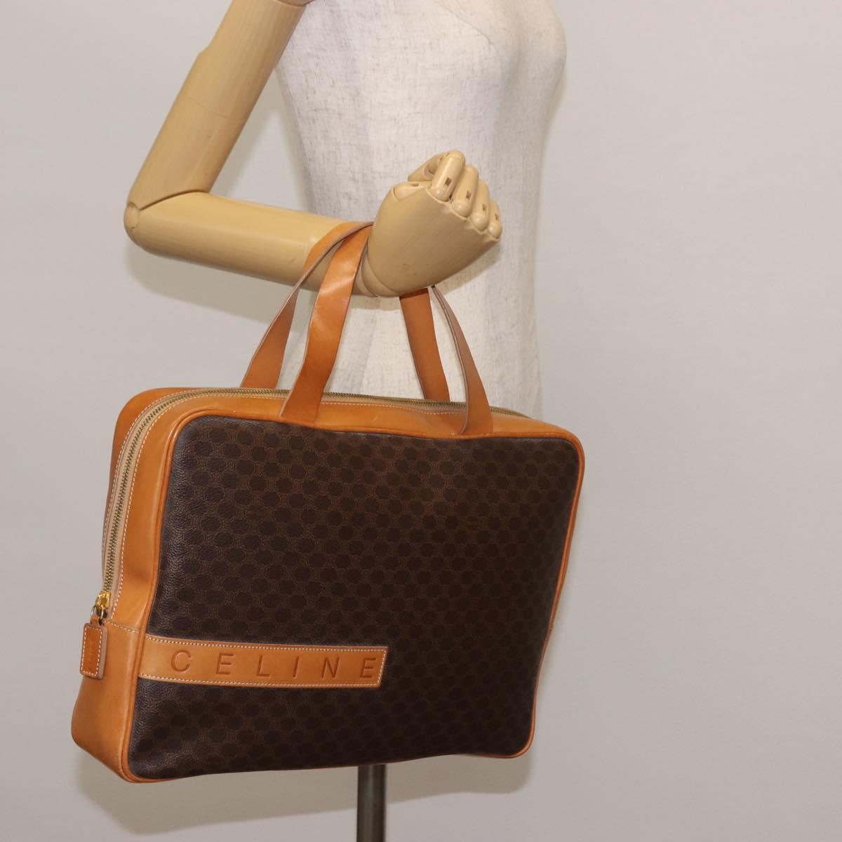 CELINE Macadam Canvas Business Bag PVC Brown Gold Auth ep10631