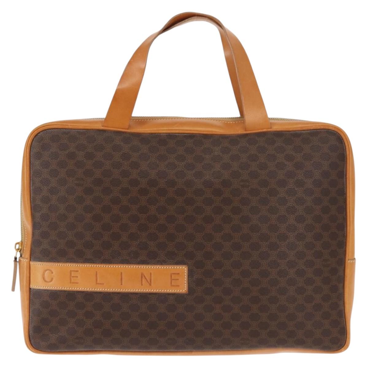 CELINE Macadam Canvas Business Bag PVC Brown Gold Auth ep10631