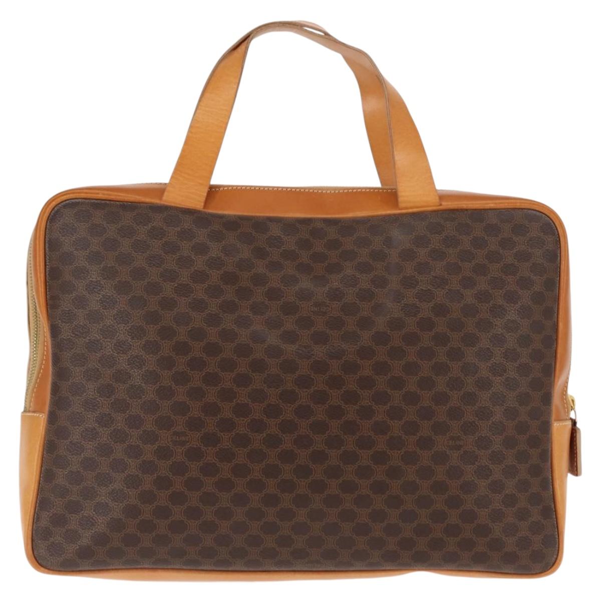 CELINE Macadam Canvas Business Bag PVC Brown Gold Auth ep10631