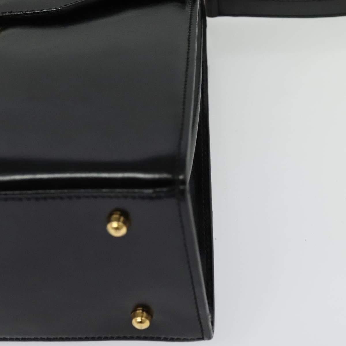 GUCCI Ready lock Hand Bag Leather 2way Black Gold Auth ep10637