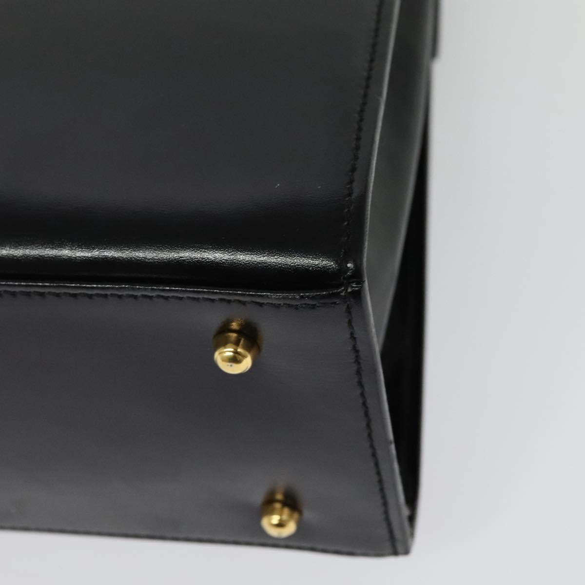 GUCCI Ready lock Hand Bag Leather 2way Black Gold Auth ep10637
