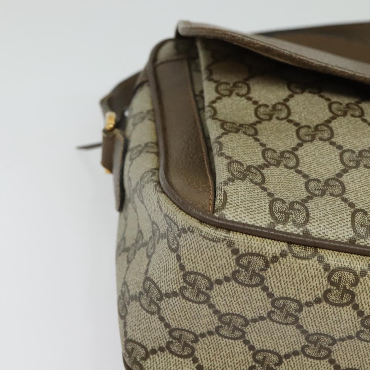 GUCCI GG Supreme Web Sherry Line Shoulder Bag PVC Beige Gold Auth ep10647