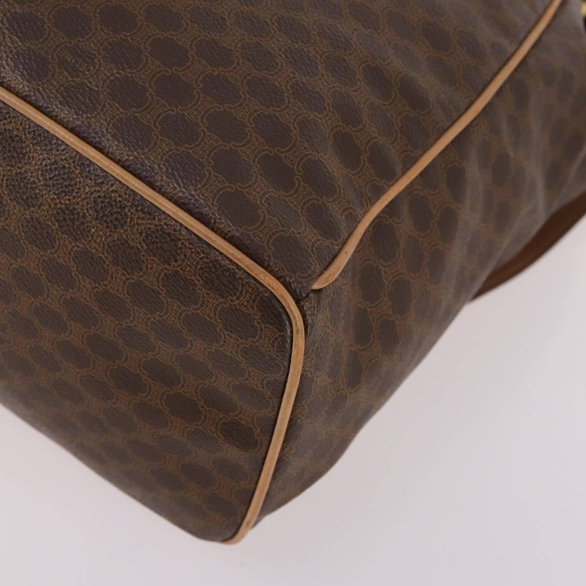 CELINE Macadam Canvas Backpack PVC Leather Brown Gold Auth ep10649