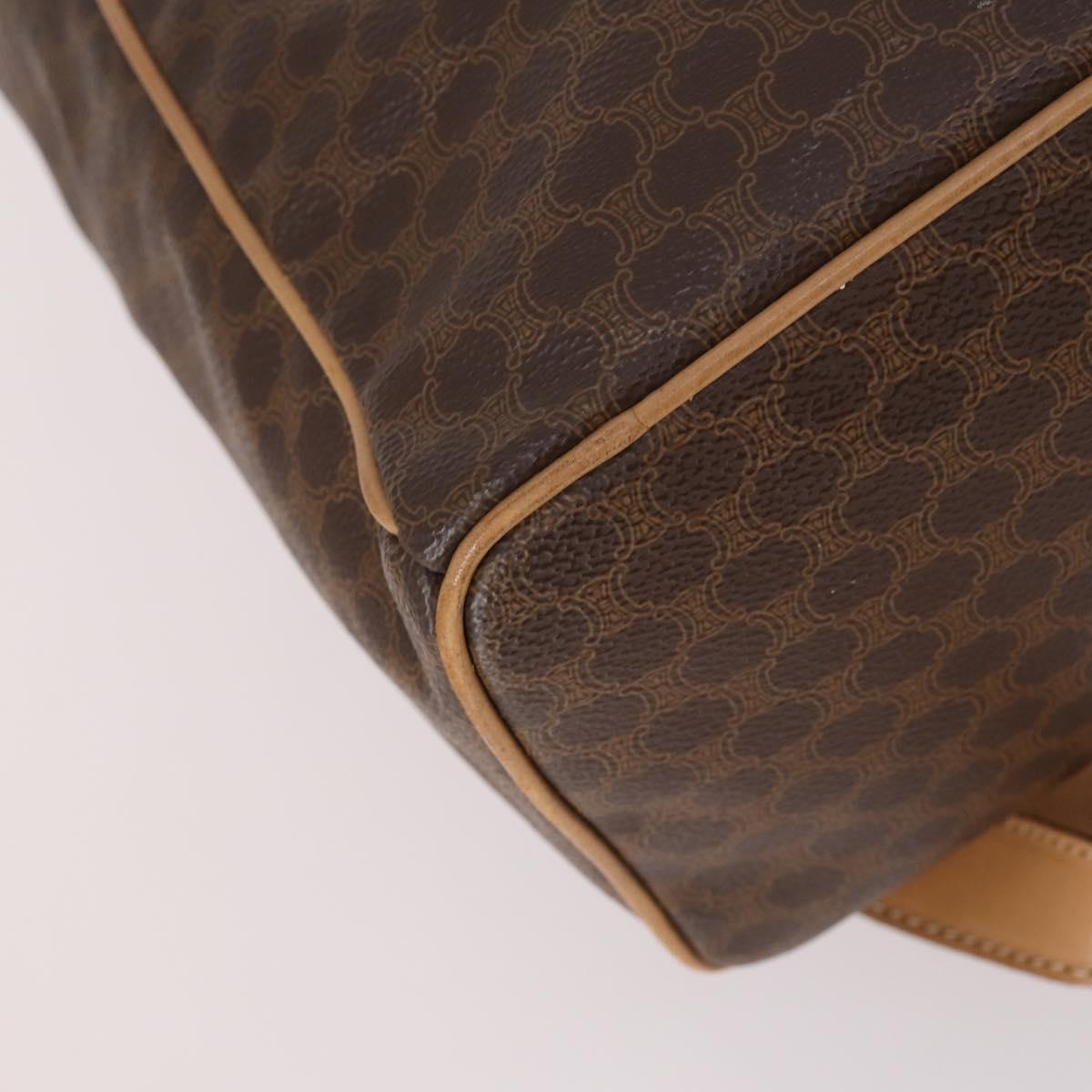 CELINE Macadam Canvas Backpack PVC Leather Brown Gold Auth ep10649