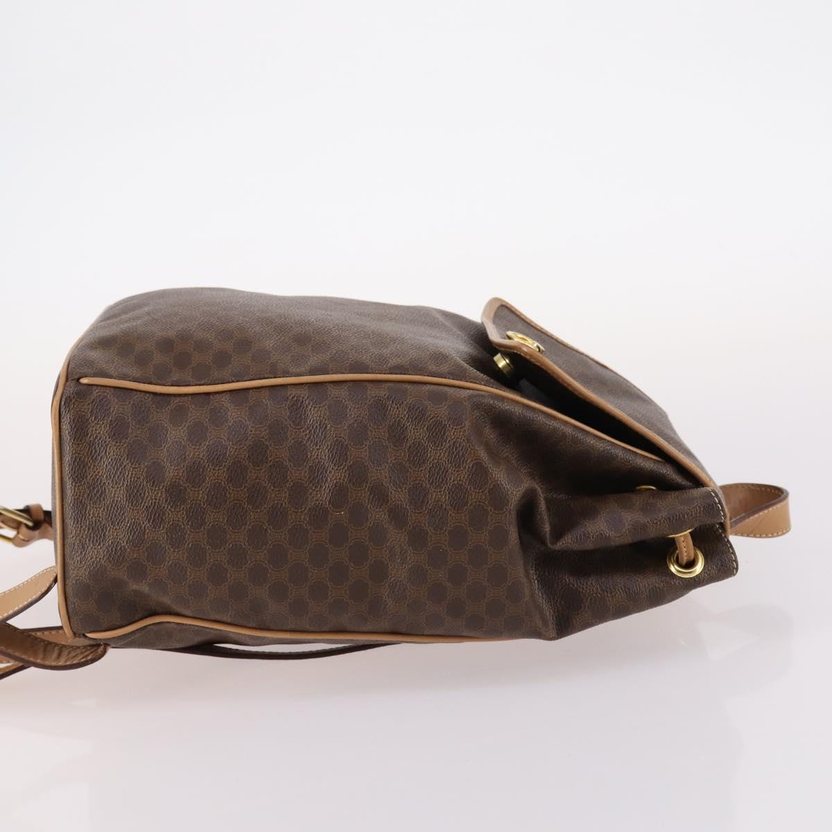 CELINE Macadam Canvas Backpack PVC Leather Brown Gold Auth ep10649