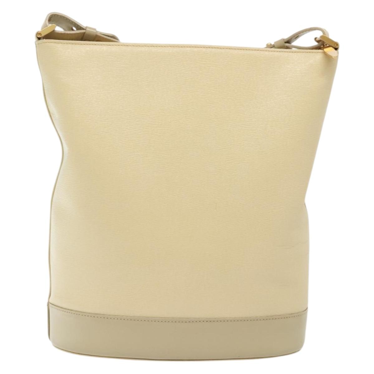 Burberrys Shoulder Bag Leather Beige Gold Auth ep10651