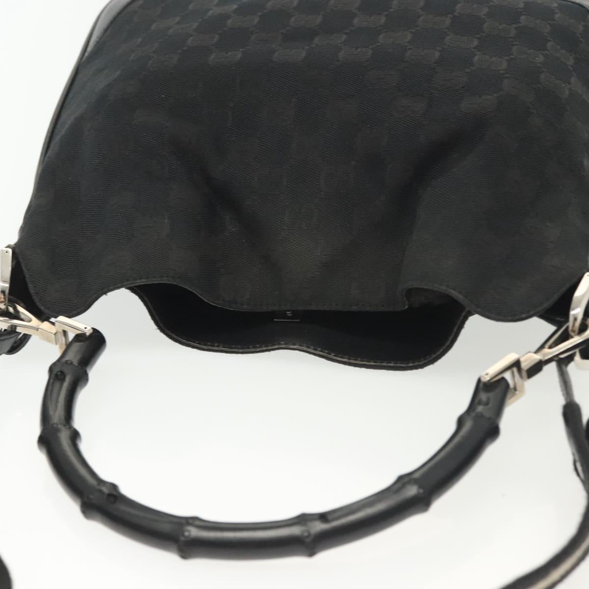 GUCCI Bamboo GG Canvas Hand Bag 2way Black Silver 001 4095 Auth ep10663