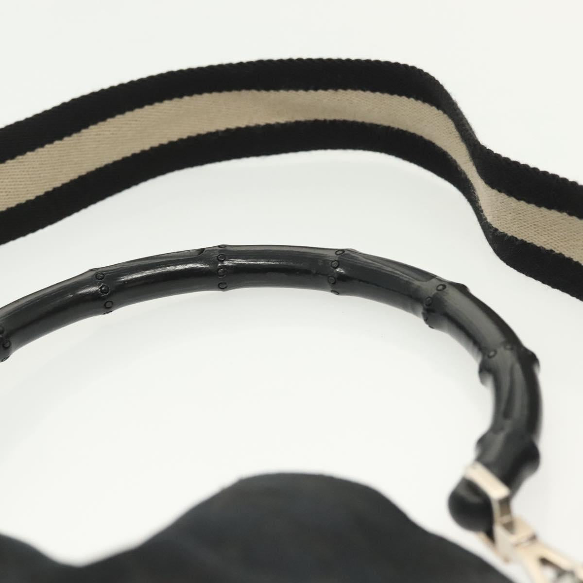GUCCI Bamboo GG Canvas Hand Bag 2way Black Silver 001 4095 Auth ep10663