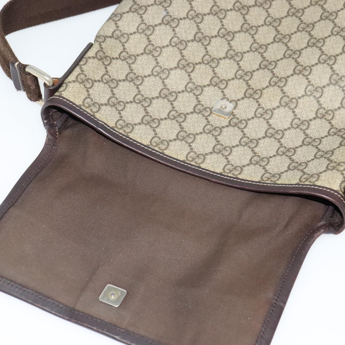 GUCCI GG Supreme Shoulder Bag PVC Beige Silver 223666 Auth ep10673