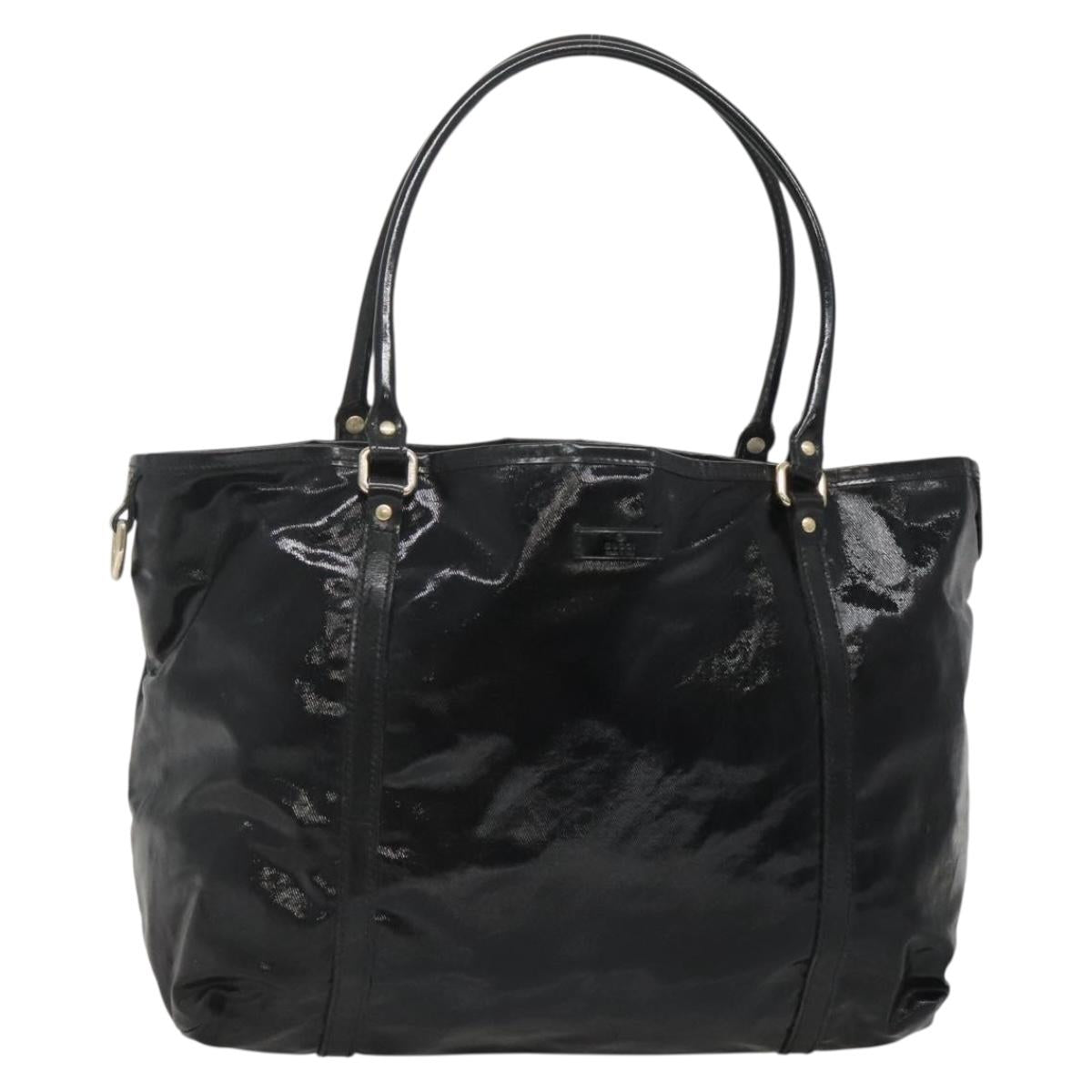 GUCCI Tote Bag Patent leather Black Gold 197953 Auth ep10681