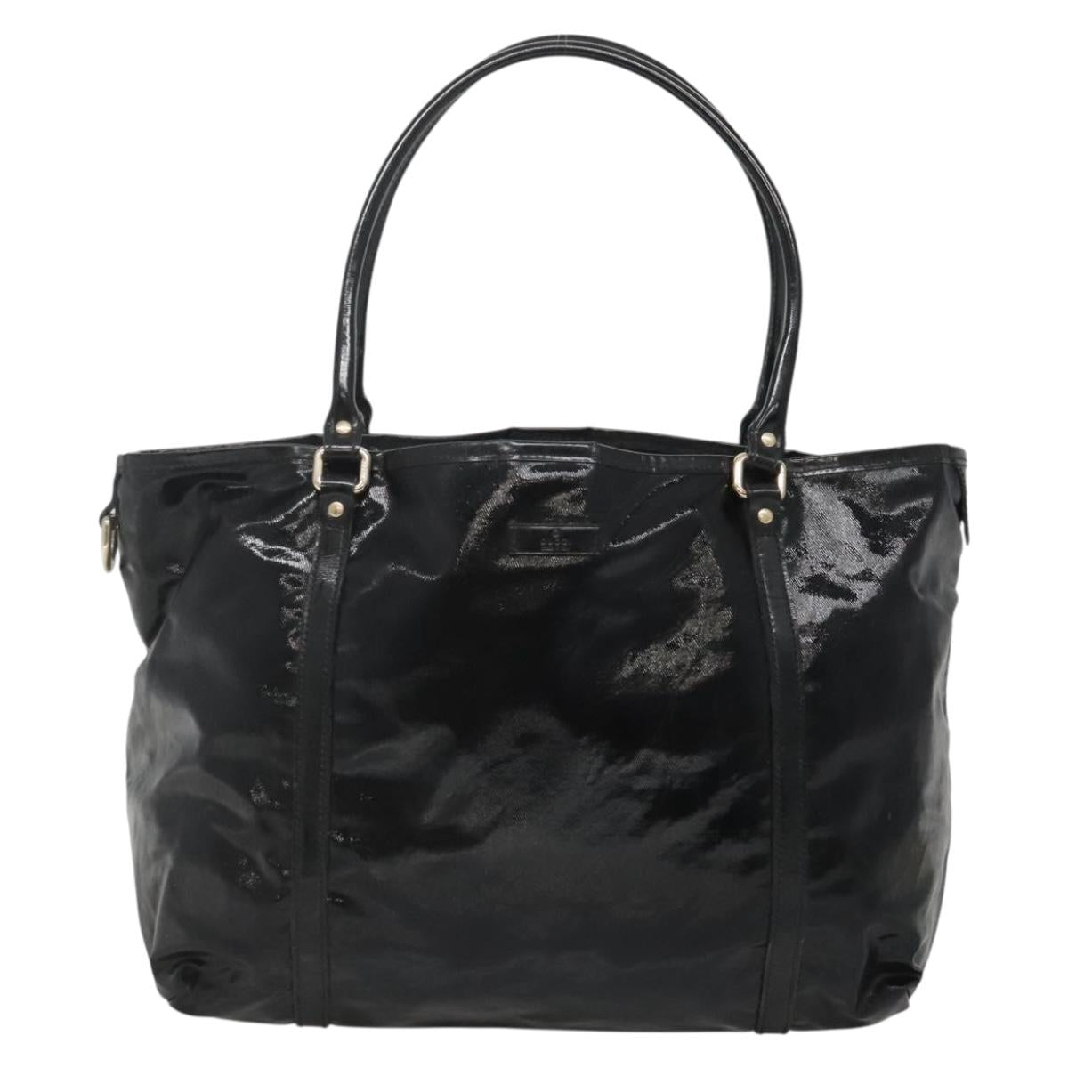 GUCCI Tote Bag Patent leather Black Gold 197953 Auth ep10681