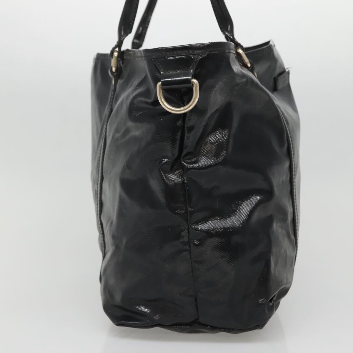 GUCCI Tote Bag Patent leather Black Gold 197953 Auth ep10681