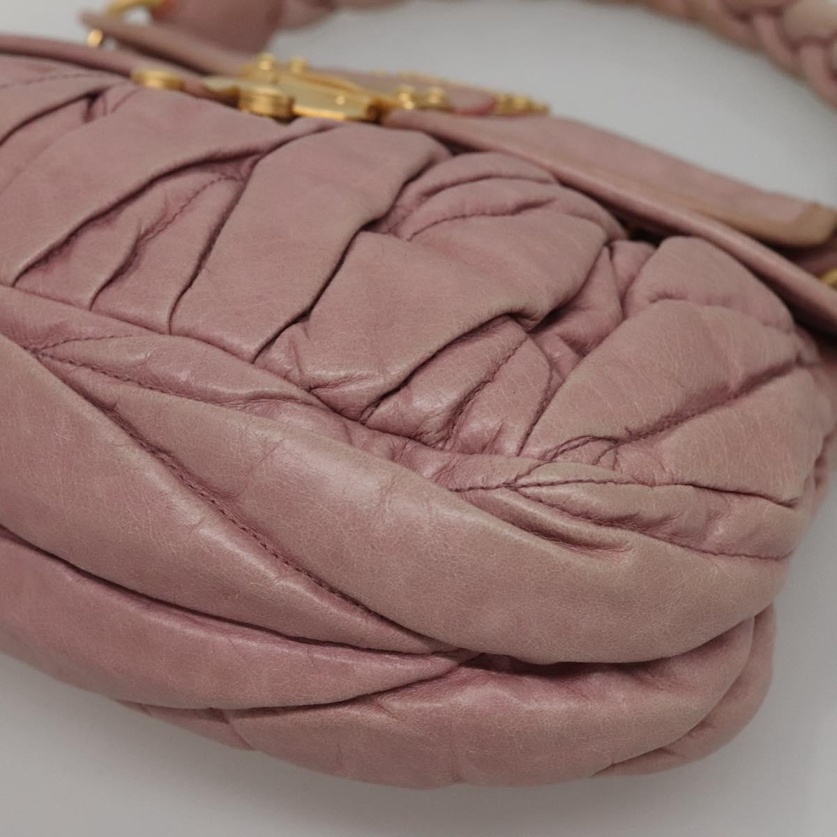 Miu Miu Matelasse Hand Bag Leather Purple Gold Auth ep10682