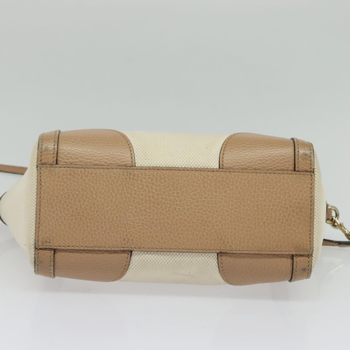 GUCCI Mini Swing Hand Bag Canvas 2way White Gold Auth ep10692
