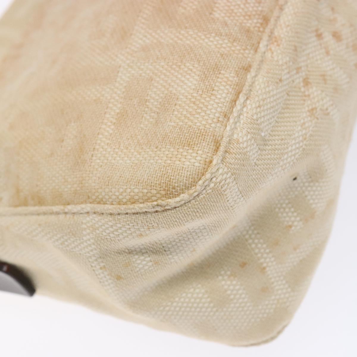 FENDI Zucca Canvas Mamma Baguette Shoulder Bag Beige Silver Auth ep10694