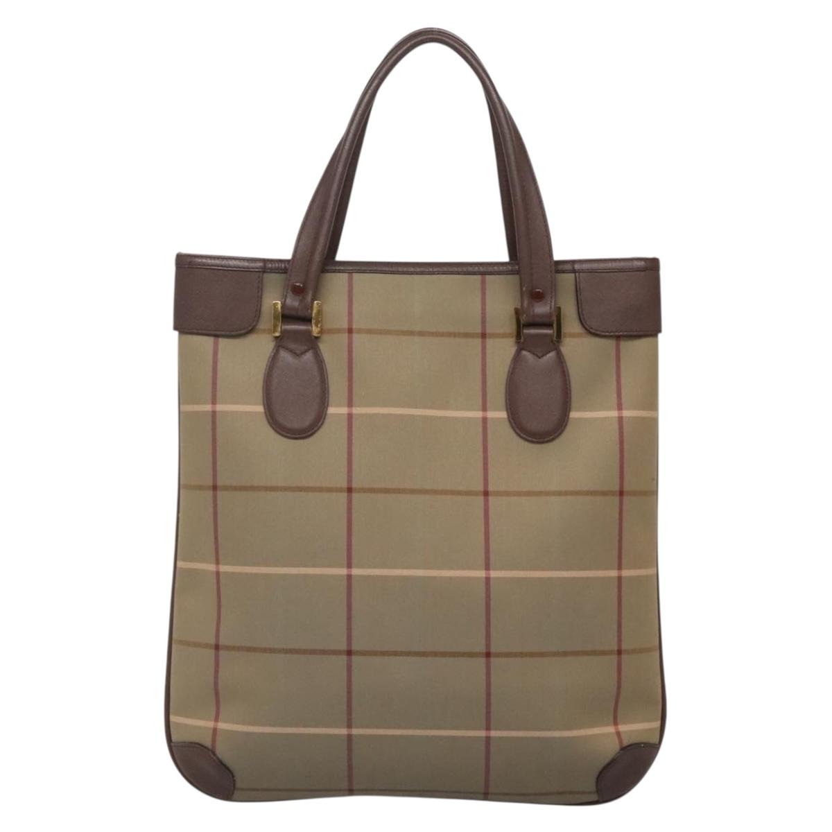 Burberrys Nova Check Tote Bag Canvas Beige Gold Auth ep10702