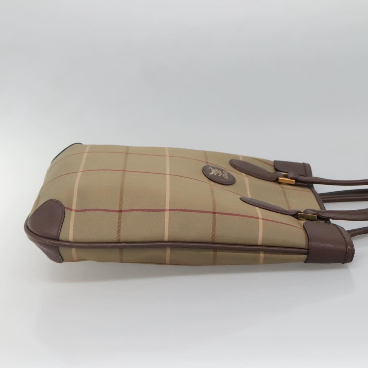 Burberrys Nova Check Tote Bag Canvas Beige Gold Auth ep10702