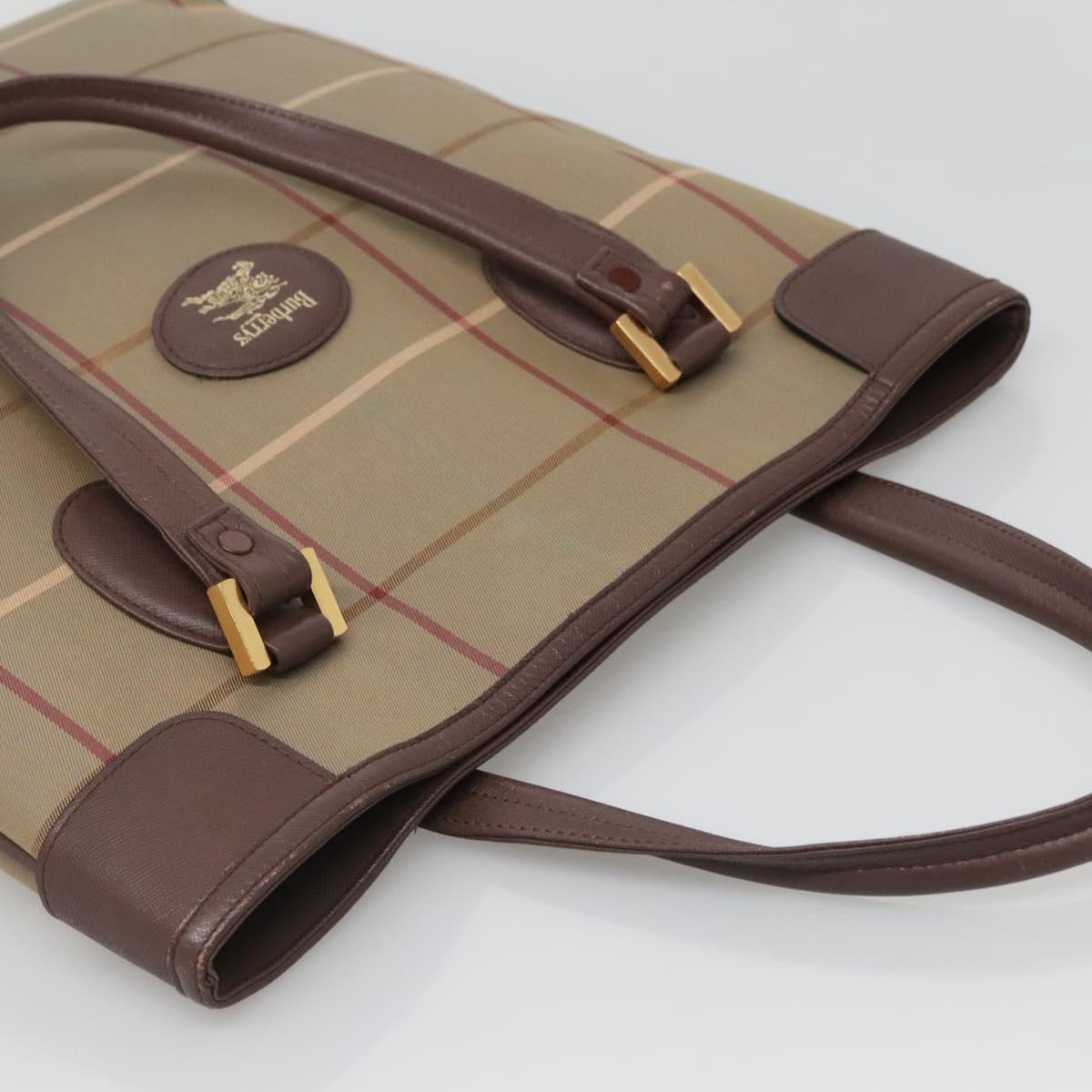 Burberrys Nova Check Tote Bag Canvas Beige Gold Auth ep10702