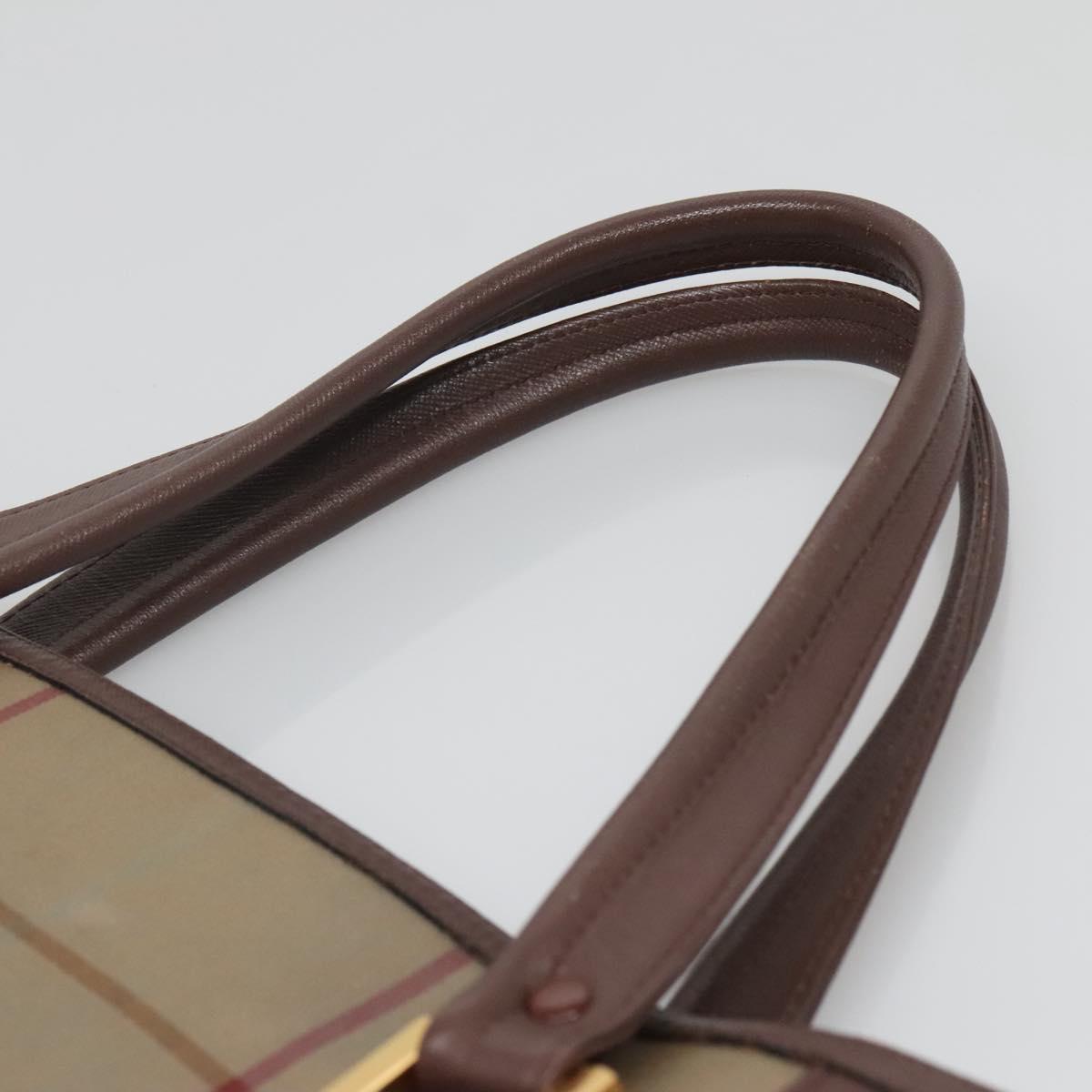 Burberrys Nova Check Tote Bag Canvas Beige Gold Auth ep10702