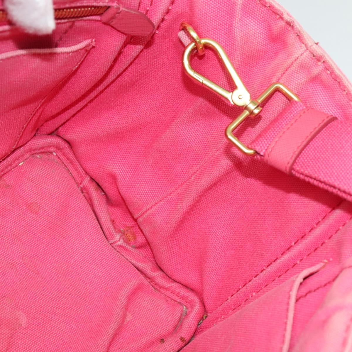 PRADA Canapa PM Hand Bag Canvas 2way Pink Gold Auth ep10705