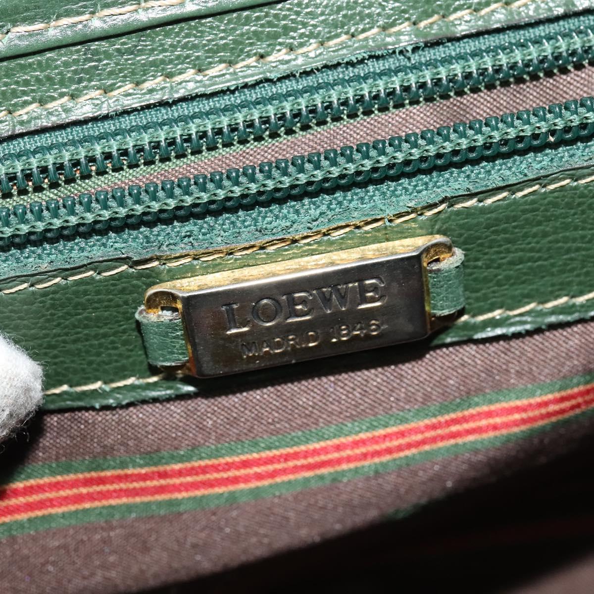 LOEWE Velazquez Hand Bag Leather 2way Green Gold Auth ep10716