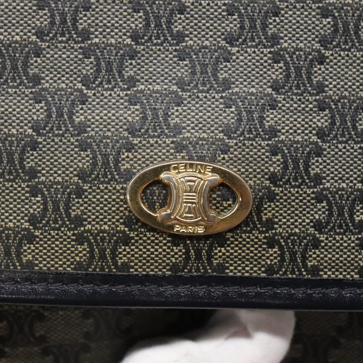CELINE Macadam Canvas Clutch Bag PVC Navy Gold Auth ep10721