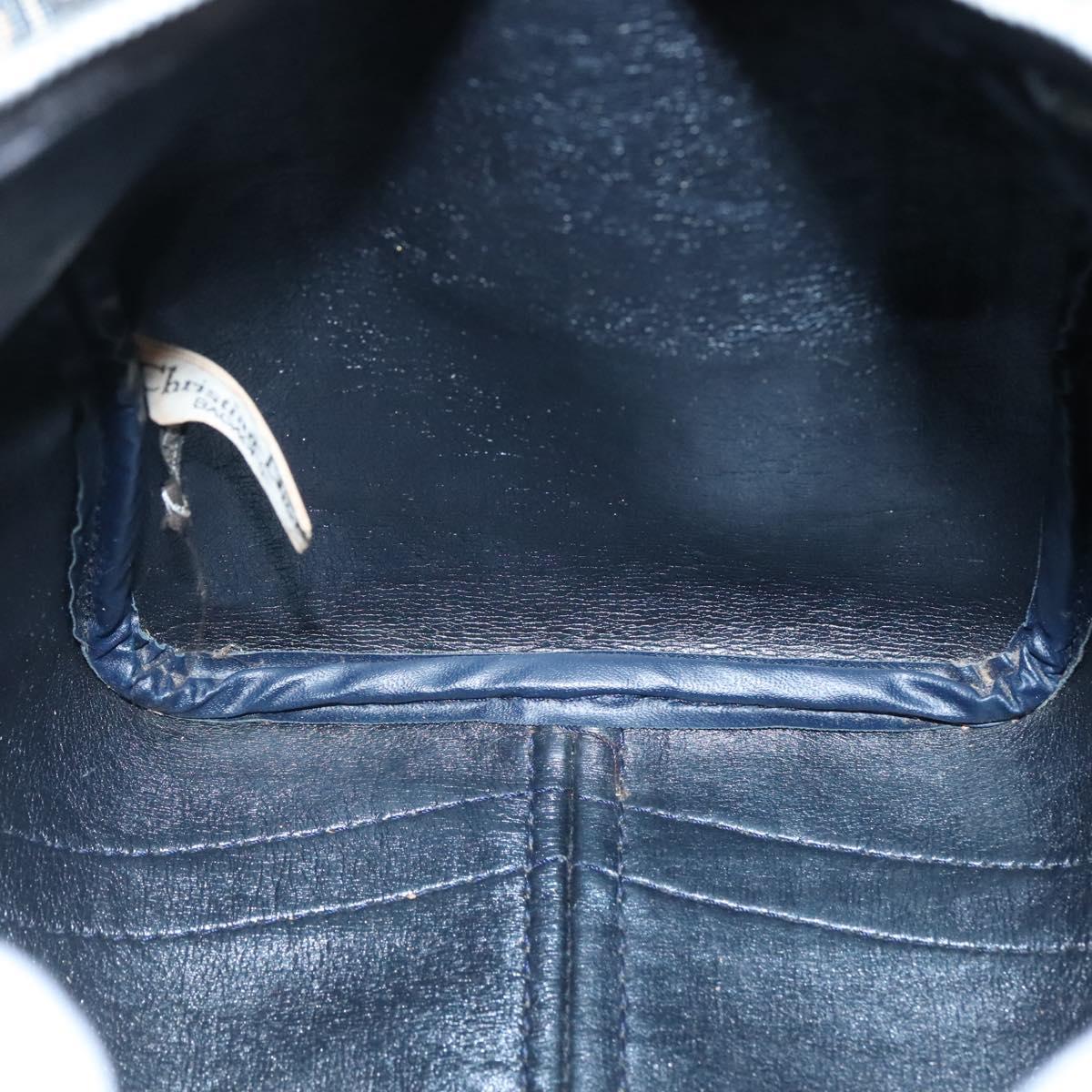 Christian Dior Trotter Canvas Boston Bag Navy Silver Auth ep10723